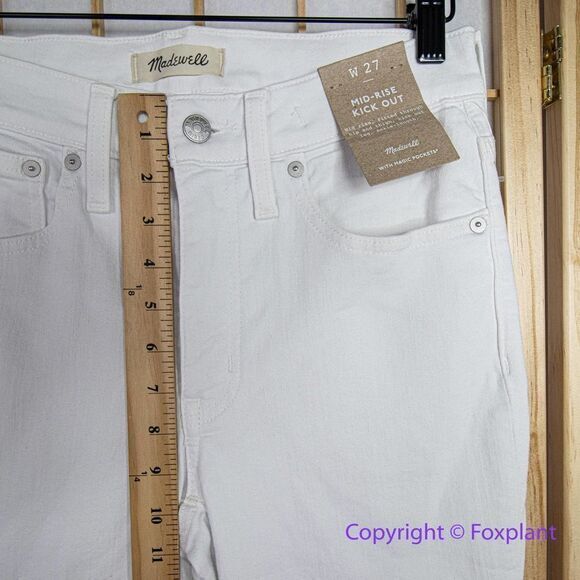 NEW Madewell Kick Out Crop Jeans in pure white, 27 - Picture 6 of 14